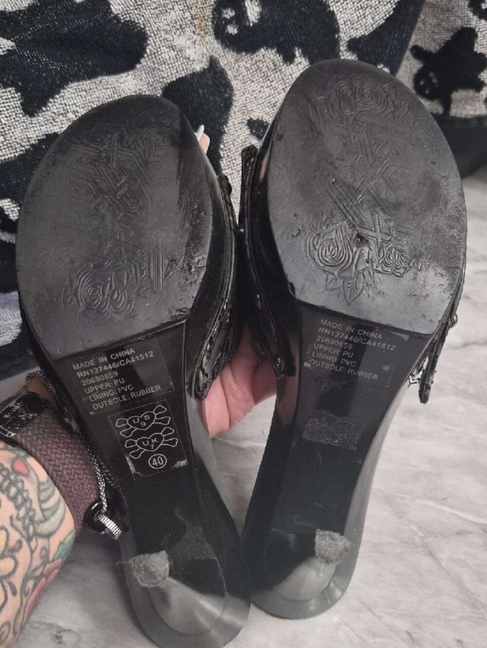 🐺 RARE Vintage Iron Fist "Wolfbeater" Platform Mules - Picture 5 of 7